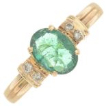 An emerald and diamond ring.Emerald calculated weight 0.70ct,