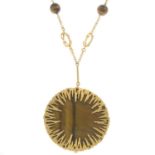 A 9ct gold tiger's-eye necklace.Maker's marks for Deakin & Francis.Hallmarks for Birmingham.Length