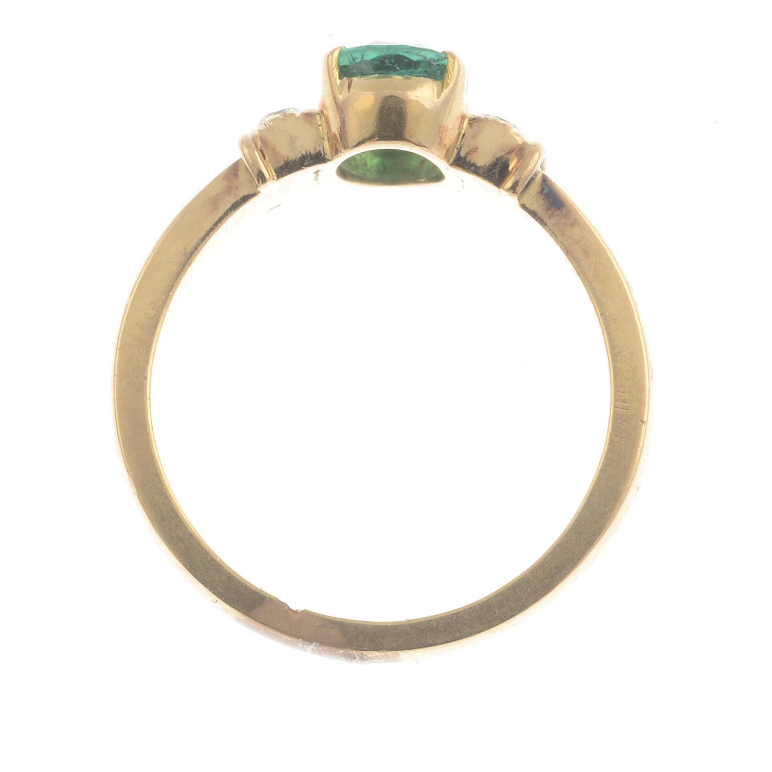 An emerald and diamond ring.Emerald calculated weight 0.70ct, - Image 3 of 3