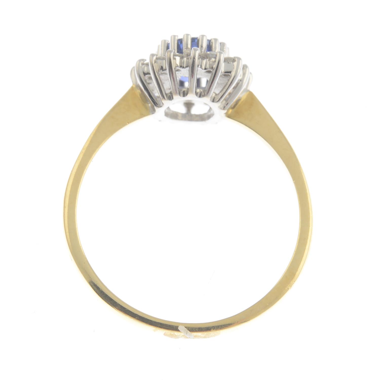 An 18ct gold sapphire and diamond cluster ring.Calculated sapphire weight 0.80ct, - Image 3 of 3