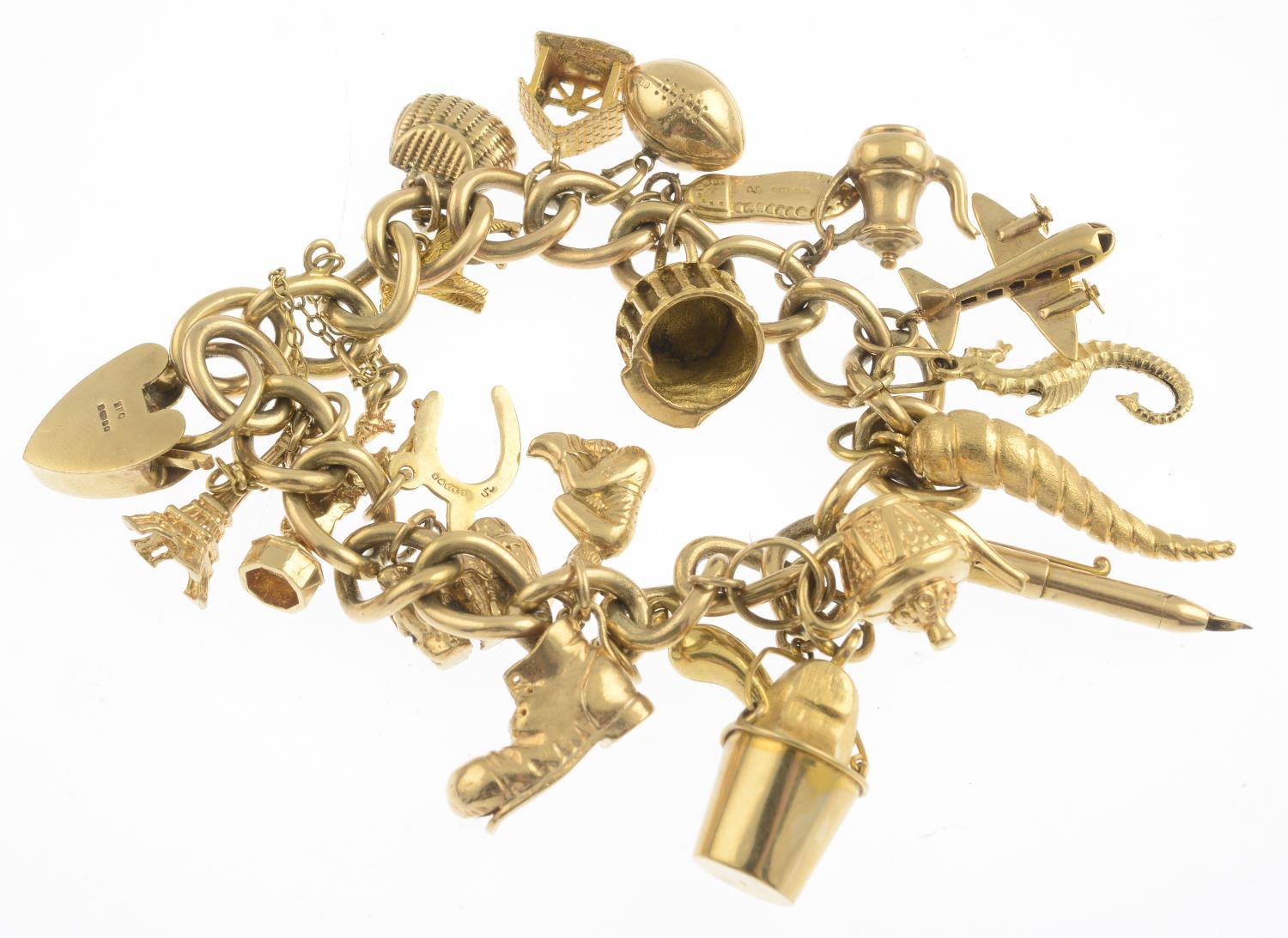 (54788) A 1970s 9ct gold charm bracelet, - Image 2 of 2