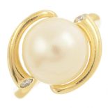 A cultured pearl and diamond 'Magic' ring,