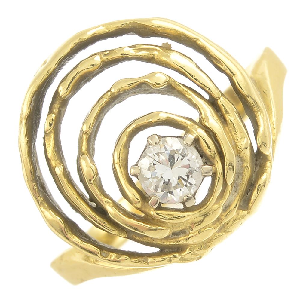 An 18ct gold diamond dress ring.Estimated diamond weight 0.20ct,