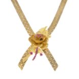 A 1960's 9ct gold crossover necklace,