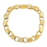 A late Victorian gold bracelet.Length 19.5cms.