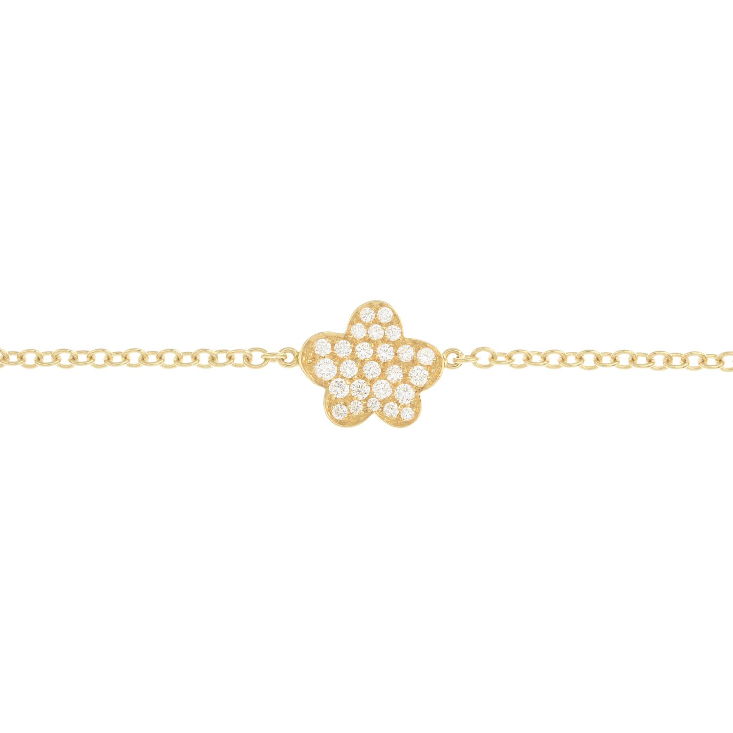 An 18ct gold diamond floral bracelet.