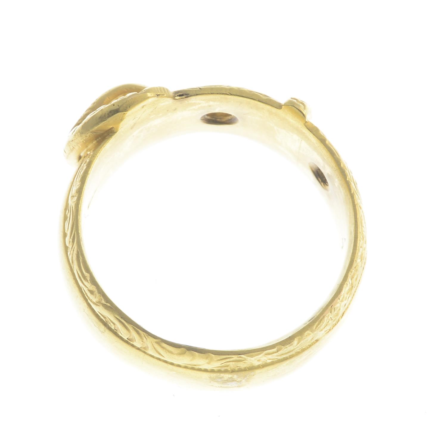 An Edwardian 18ct gold diamond buckle ring. - Image 3 of 3