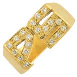 (54599) A 22ct gold gents diamond initial signet ring.Estimated total diamond weight 0.30ct.Ring