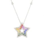 A vari-colour sapphire and diamond pendant,