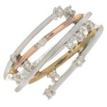 A 9ct gold diamond bangle and a 9ct gold diamond dress ring.Hallmarks for Birmingham and