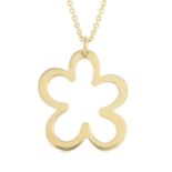 An 18ct gold openwork floral pendant,