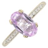 A pink topaz and brilliant-cut diamond ring.Topaz calculated weight 2.06cts,