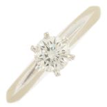 An 18ct gold diamond single-stone ring.Estimated diamond weight 0.50ct,