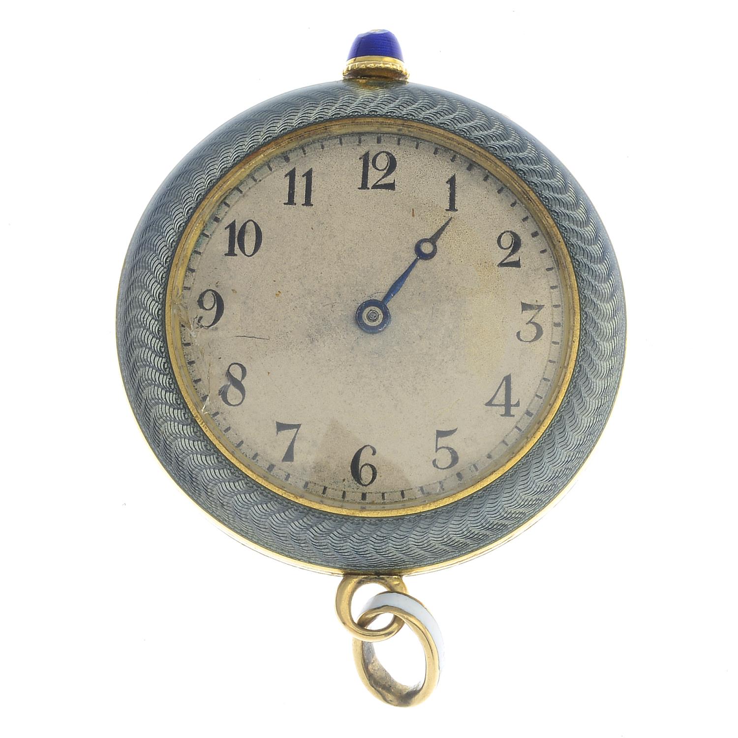 A diamond and enamel fob watch. - Image 2 of 2