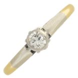 A brilliant-cut diamond single-stone ring.Estimated total diamond weight 0.15ct,