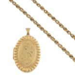 (54698) An 18ct gold diamond single stone ring and a 9ct gold locket and 9ct gold chain.Diamond