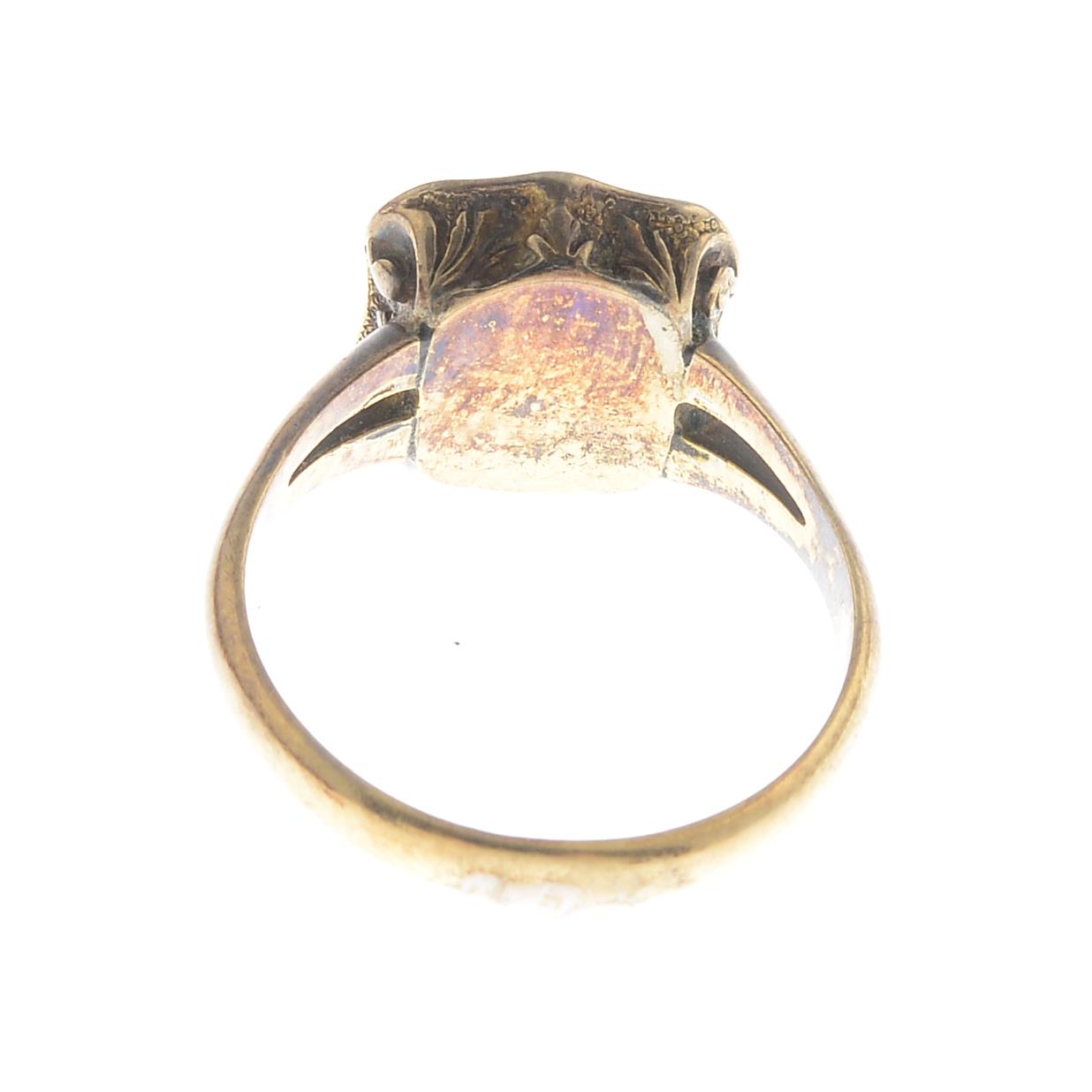 A 19th century 18ct gold shield-shape chalcedony intaglio seal ring, - Image 2 of 3