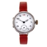 A trench style wrist watch.