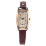 A wrist watch. 9ct rose gold case, import hallmarked Edinburgh 1928.