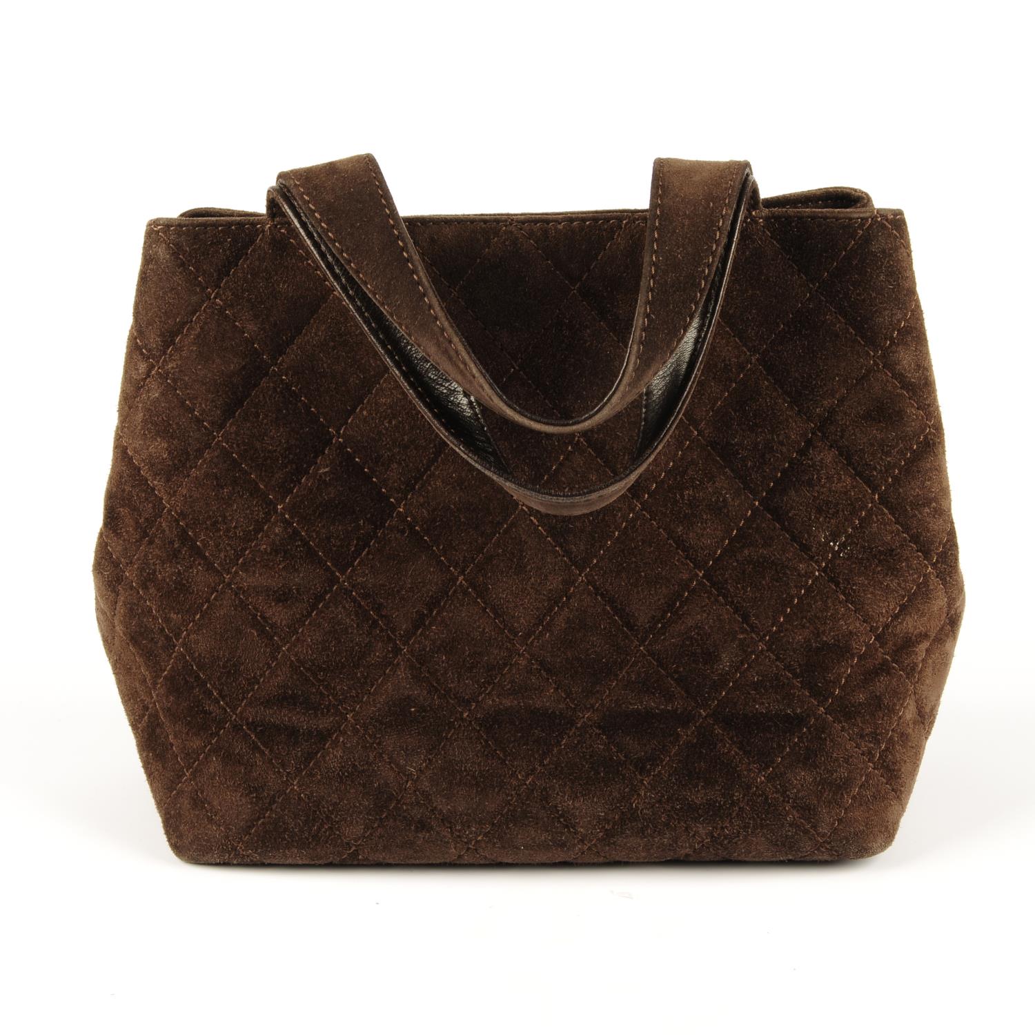 CHANEL - a brown suede Matelassé handbag. - Image 2 of 4
