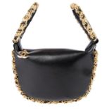 CHANEL - a rare black Twisted Chain Mini Hobo clutch.