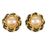 CHANEL - a pair of 1980's large clip-on earrings.