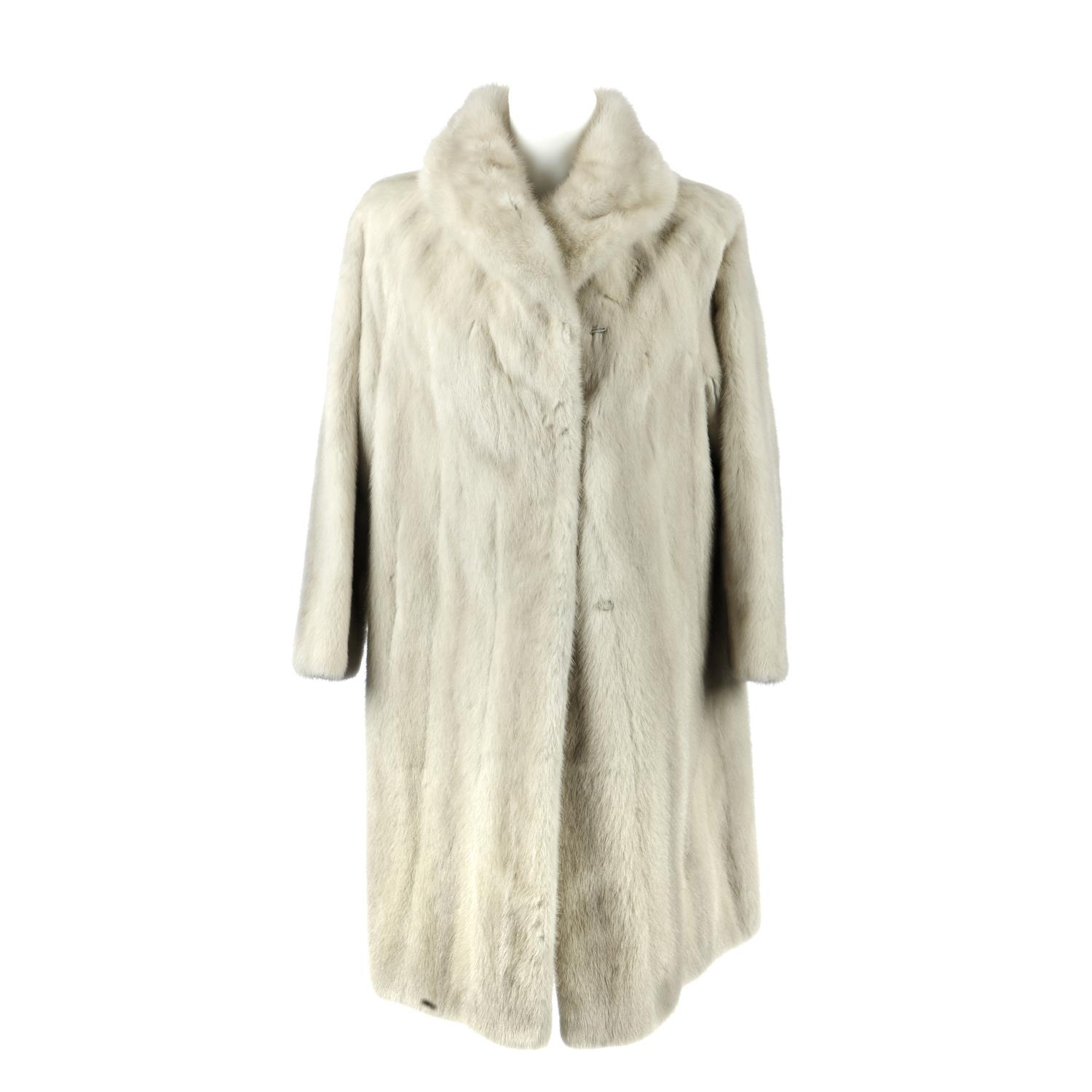 An azurene mink full-length coat.