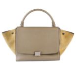 CÉLINE - a grey leather Trapeze handbag.