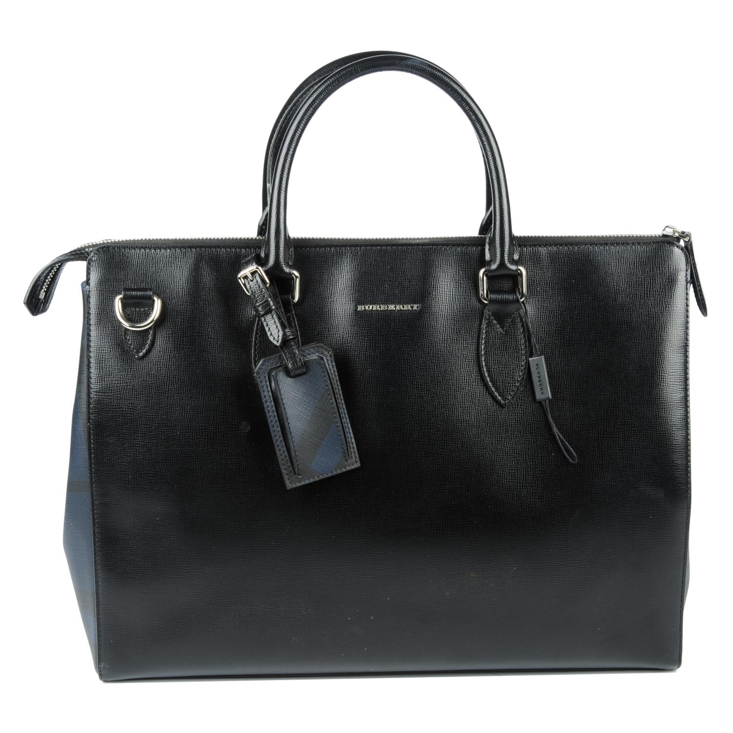 BURBERRY - a black leather London briefcase.