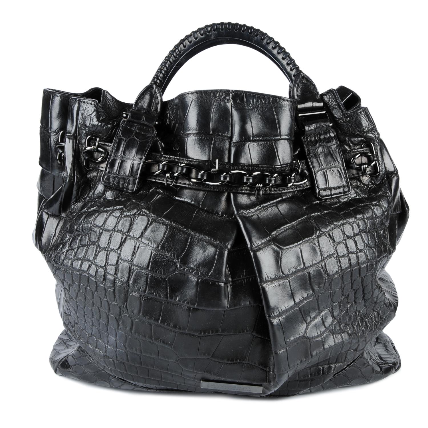 BURBERRY - a black Alligator Nicholson handbag.