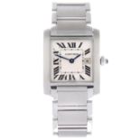 CARTIER - a lady's Tank Francaise bracelet watch.