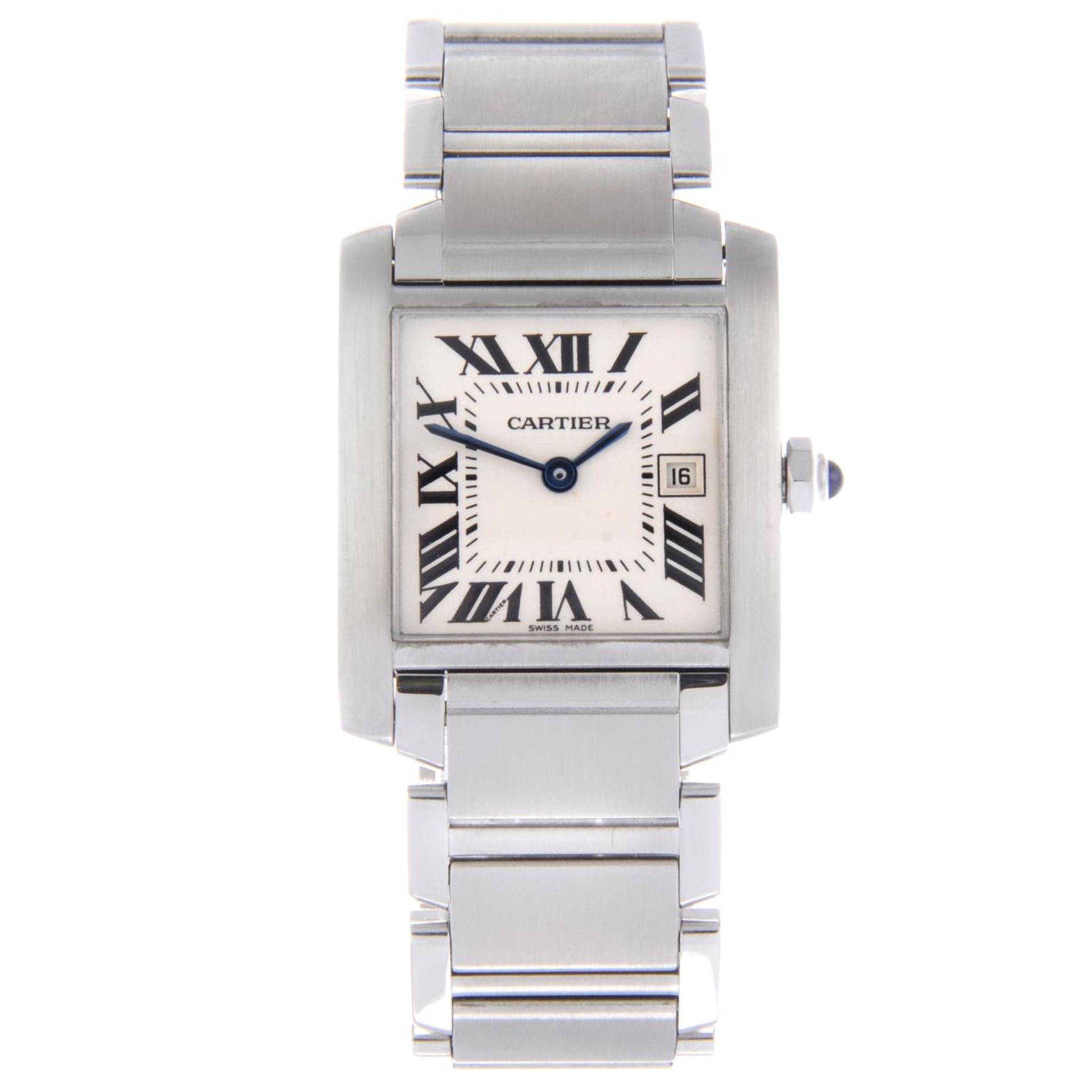 CARTIER - a lady's Tank Francaise bracelet watch.