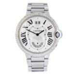 CARTIER - a gentleman's Ballon Bleu Two Timezone bracelet watch.