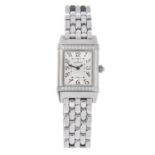 JAEGER-LECOULTRE - a lady's Reverso bracelet watch. Stainless steel factory diamond set reversible