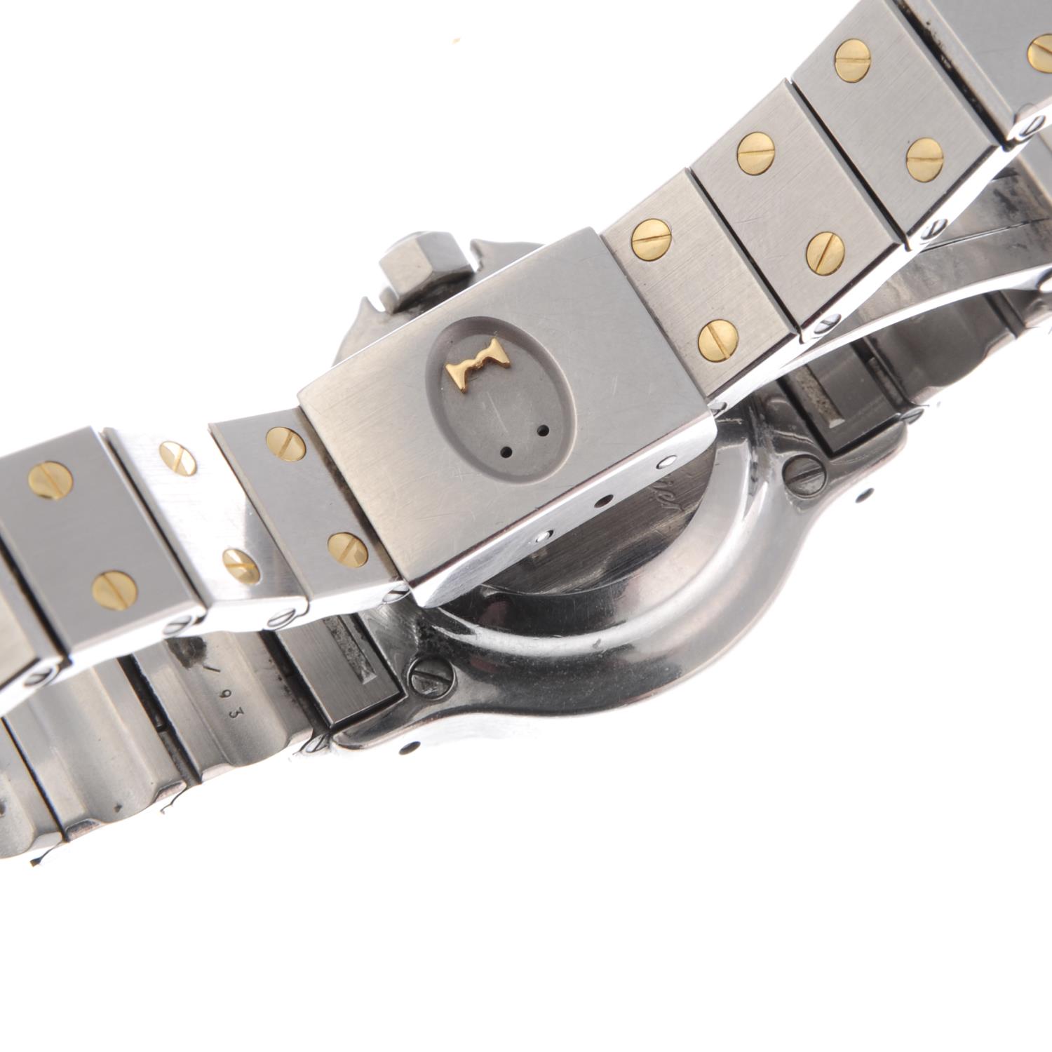 CARTIER - a lady's Santos Ronde bracelet watch. Stainless steel case with yellow metal bezel. - Image 2 of 4