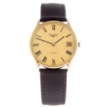 LONGINES - a gentleman's wrist watch. 9ct yellow gold case. Numbered 18937342, 3936, 994. Signed