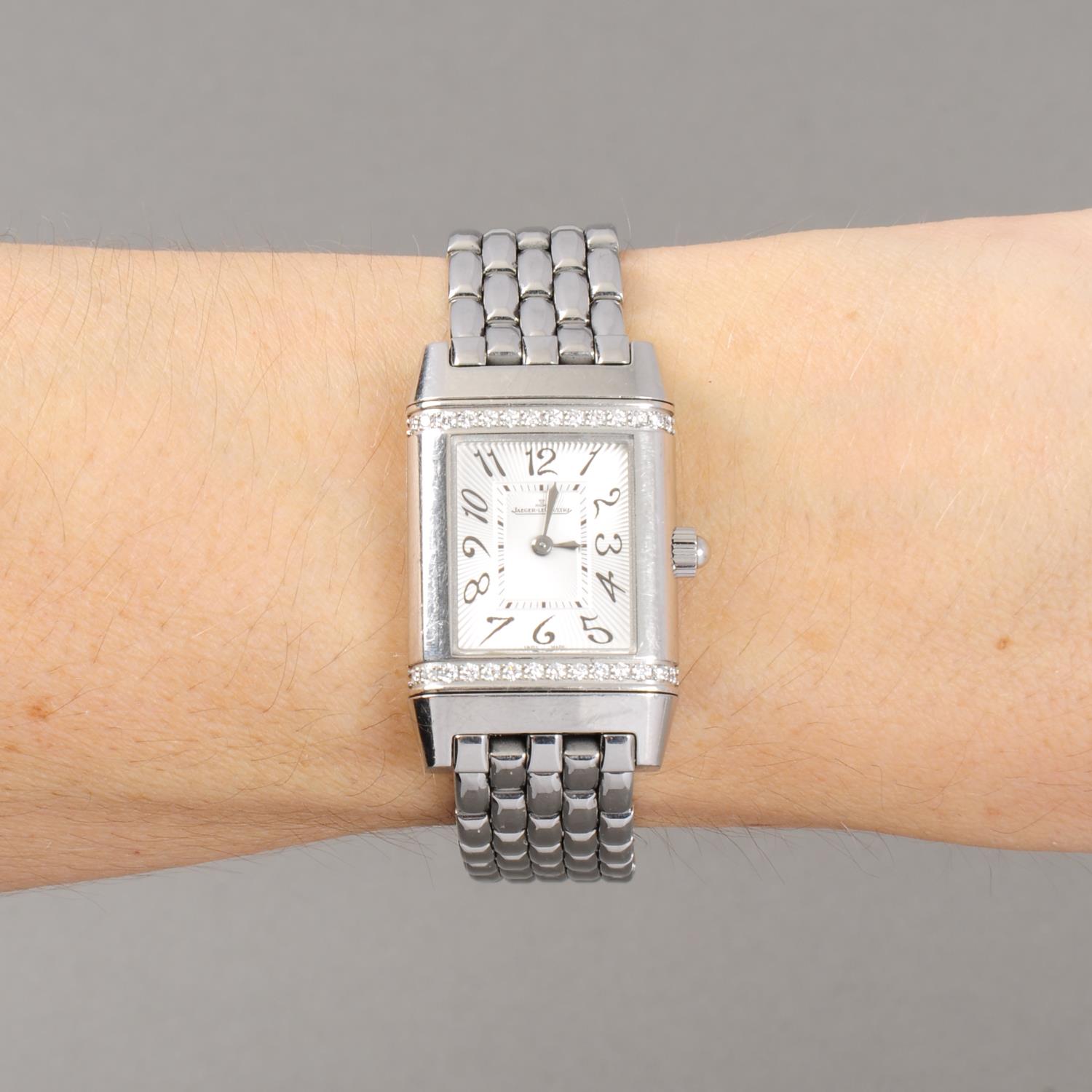 JAEGER-LECOULTRE - a lady's Reverso bracelet watch. Stainless steel factory diamond set reversible - Image 3 of 6