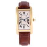 CARTIER - a gentleman's Tank Americaine wrist watch. 18ct yellow gold case. Reference 1740, serial