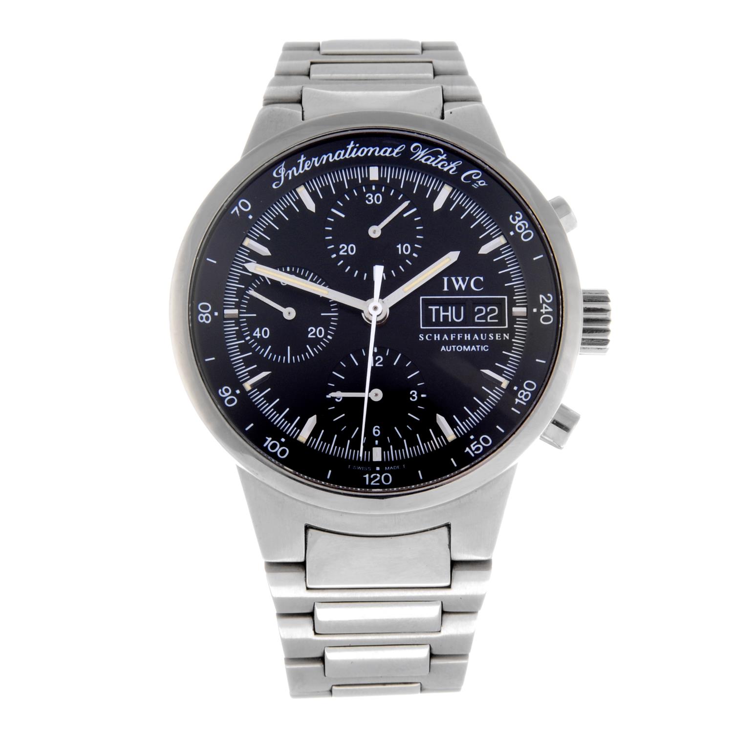 IWC - a gentleman's GST chronograph bracelet watch. Stainless steel case. Reference 3707, serial