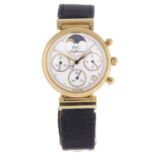 IWC - a lady's Da Vinci-Perpetual chronograph moonphase wrist watch. 18ct yellow gold case.