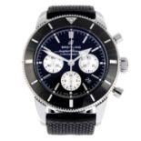 CURRENT MODEL: BREITLING - a gentleman's SuperOcean Heritage II chronograph wrist watch. Stainless