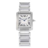 CARTIER - a mid-size Tank Francaise bracelet watch. Stainless steel case. Reference 2465, serial