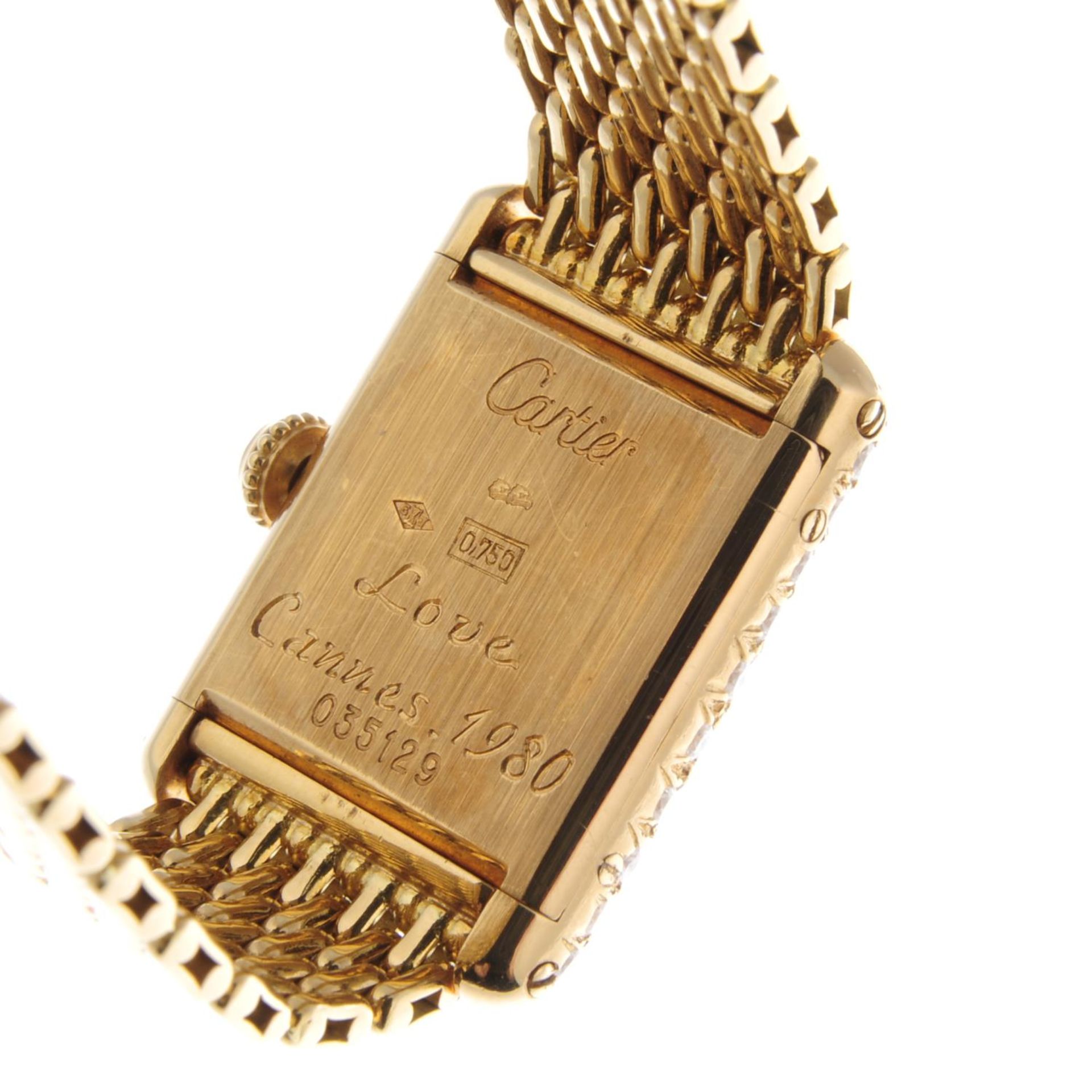 CARTIER - a lady's Tank Louis bracelet watch. 18ct yellow gold diamond set case with engraved case - Image 5 of 5