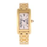 CARTIER - a lady's Tank Americaine bracelet watch. 18ct yellow gold case. Reference 1725, serial