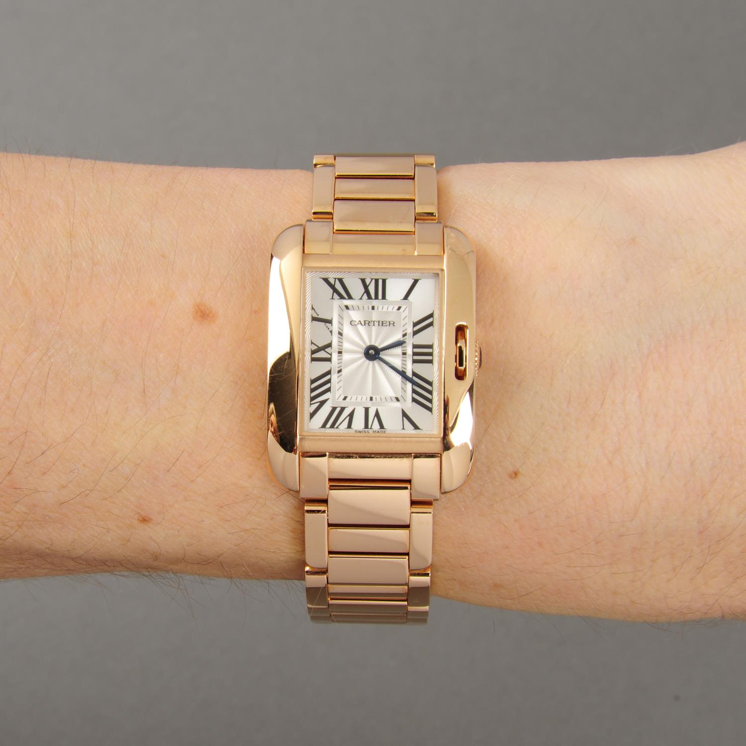 CARTIER - a lady's Tank Anglaise bracelet watch. 18ct rose gold case. Reference 3487, serial - Image 3 of 7