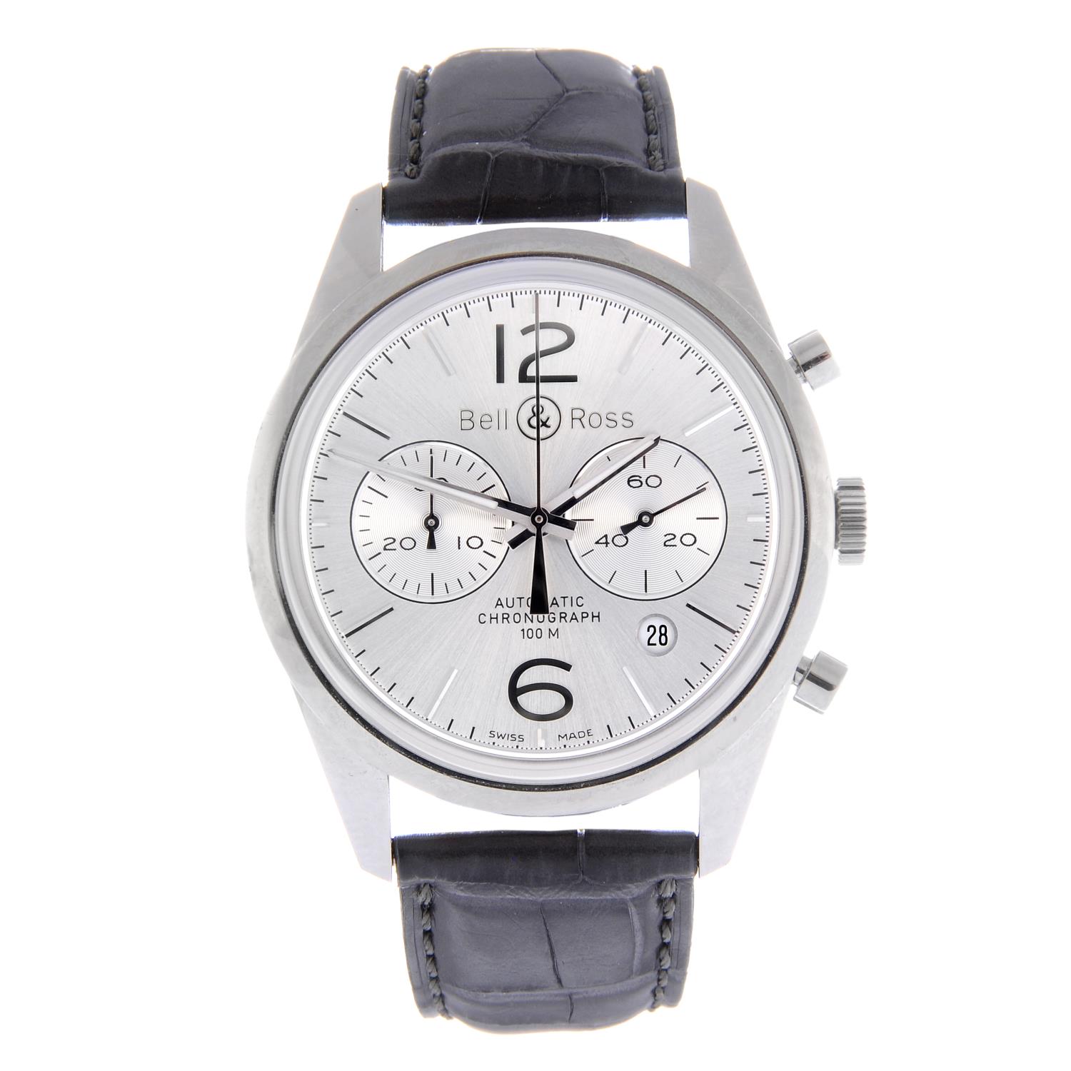 CURRENT MODEL: BELL & ROSS - a gentleman's BR 126 Officer chronograph wrist watch. Stainless steel