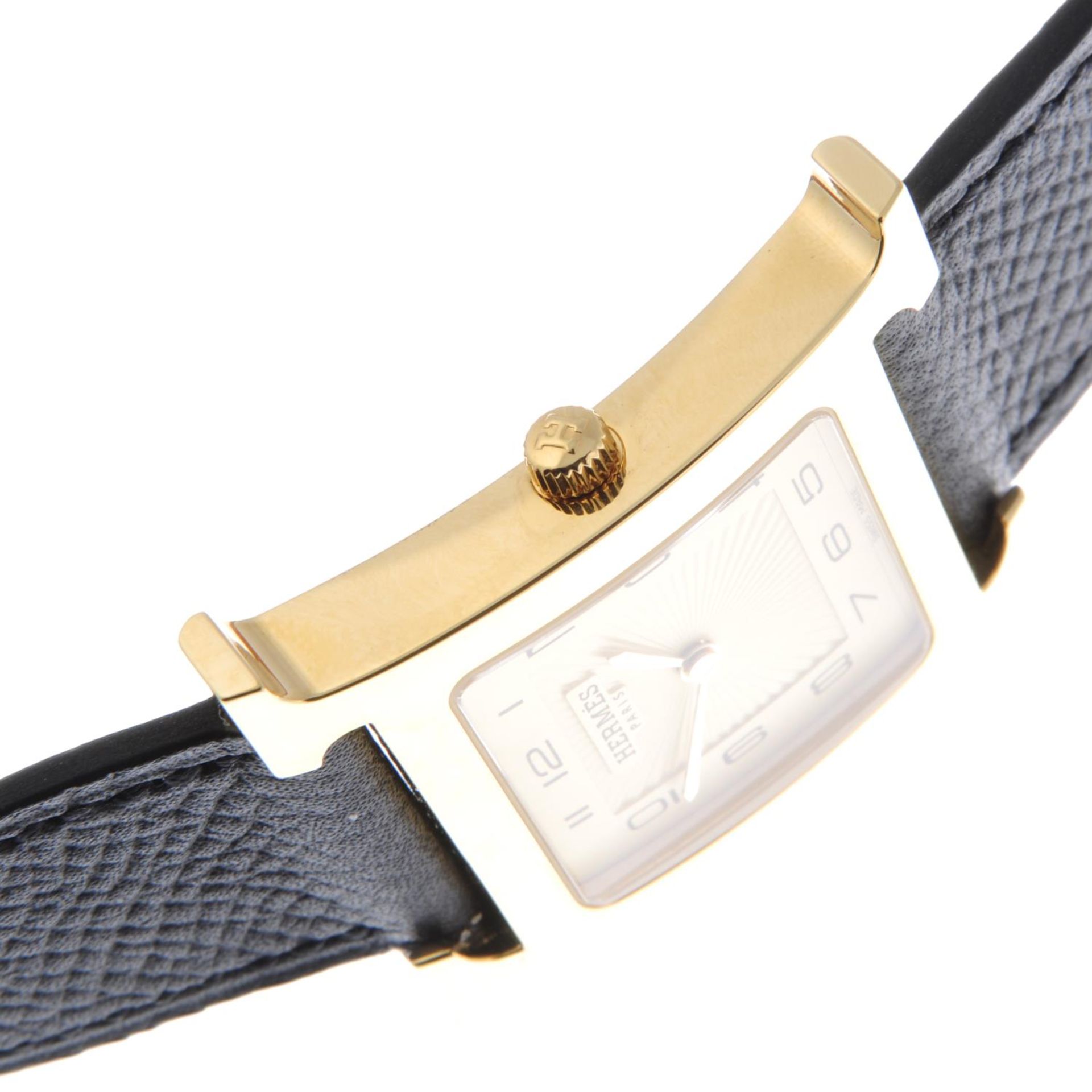 HERMÈS - a gentleman's H wrist watch. Gold plated case with stainless steel case back. Reference - Image 5 of 7