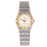OMEGA - a lady's Constellation bracelet watch. Stainless steel case with yellow metal chapter ring