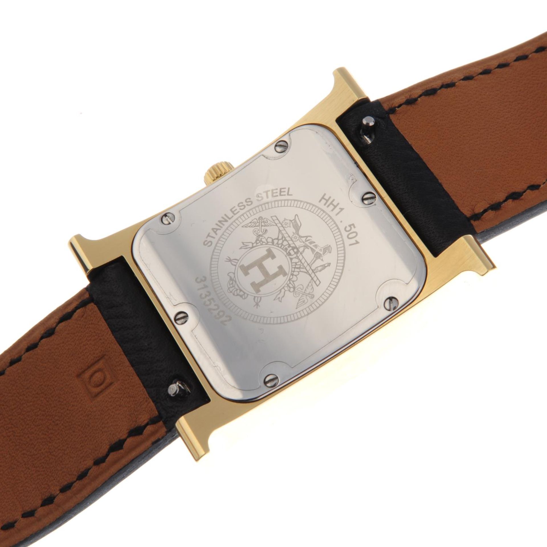 HERMÈS - a gentleman's H wrist watch. Gold plated case with stainless steel case back. Reference - Image 4 of 7