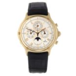 EBEL - a gentleman's 1911 Perpetual Calendar chronograph wrist watch. Yellow metal case, stamped 18K